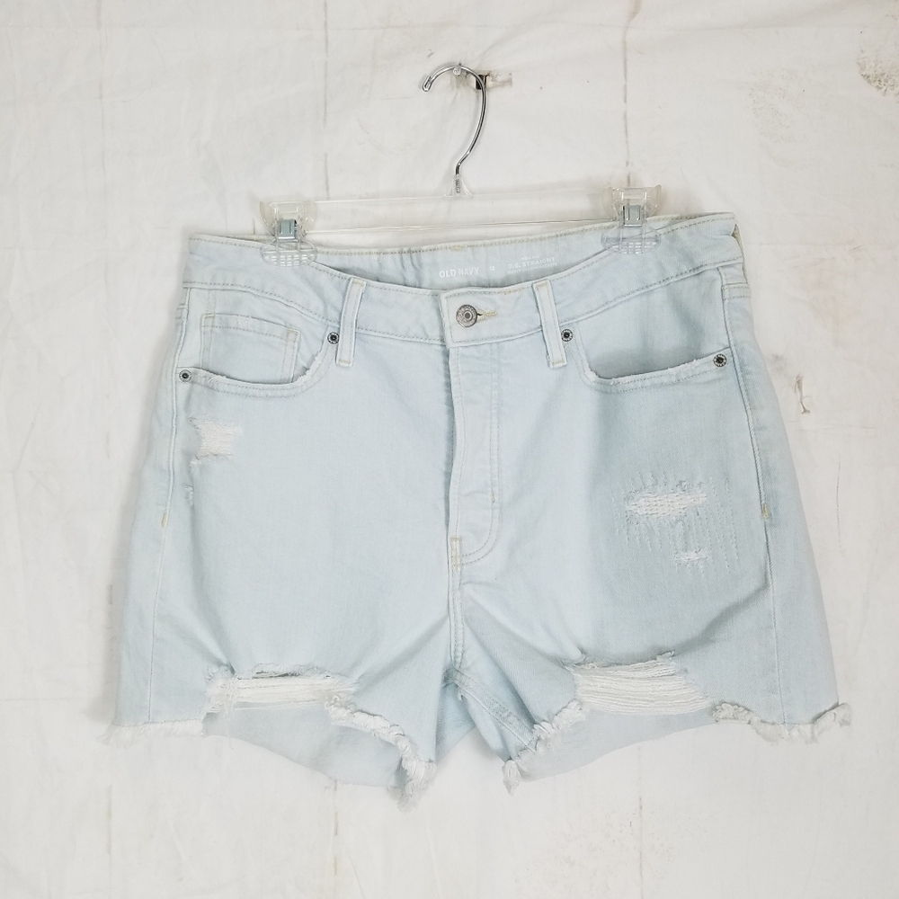 Old navy o.g straight light wash button fly distressed shorts